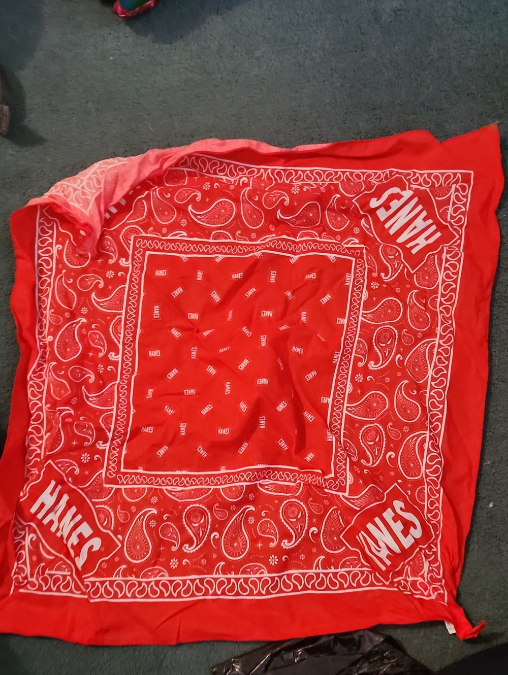 Hanes Red Bandana with White Paisley Print